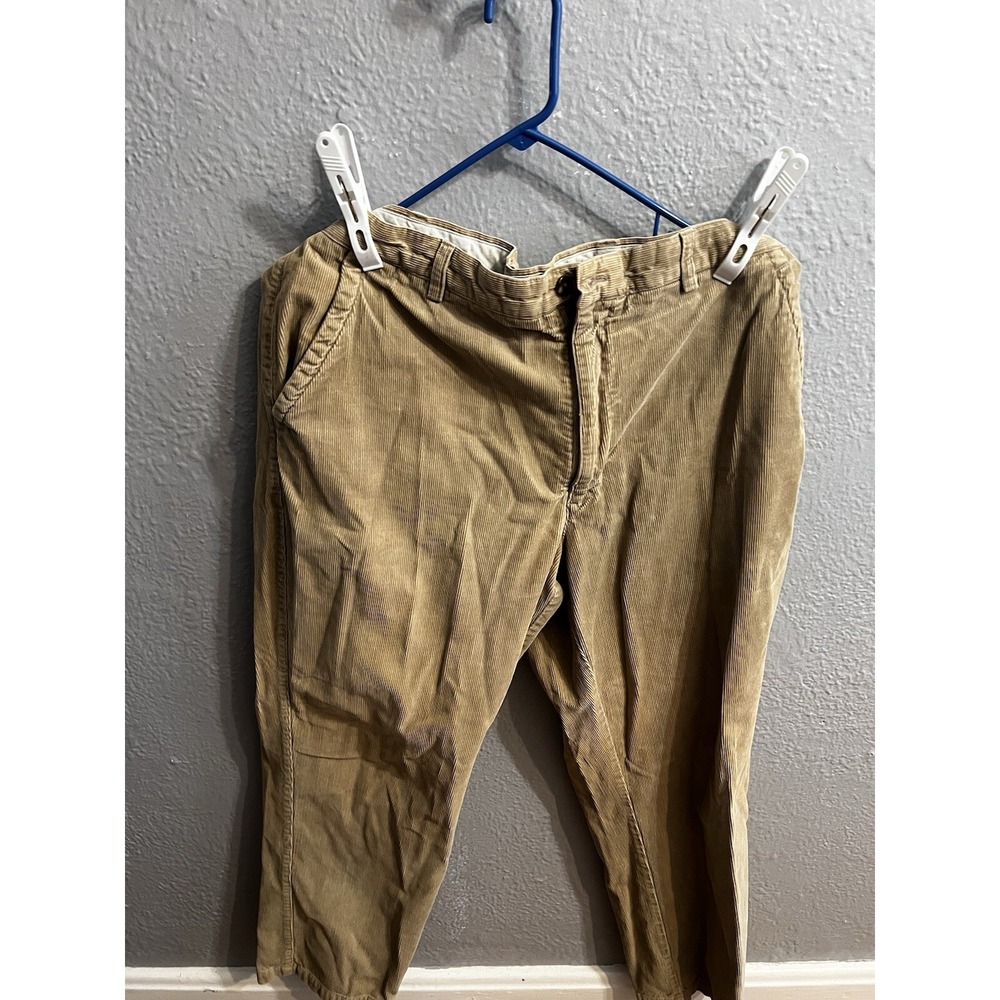 Roundtree‎ & Yorker Corduroy Pants 38x30 Tannish Straight Leg Flat Front